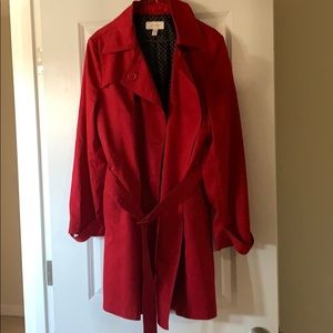 Red spring trench coat